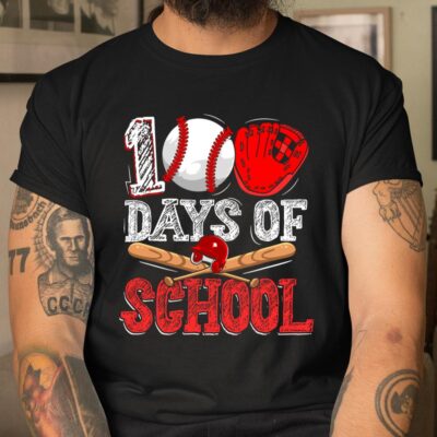 100 Days Of School Baseball 100Th Day Unisex T-Shirt Cotton Tee