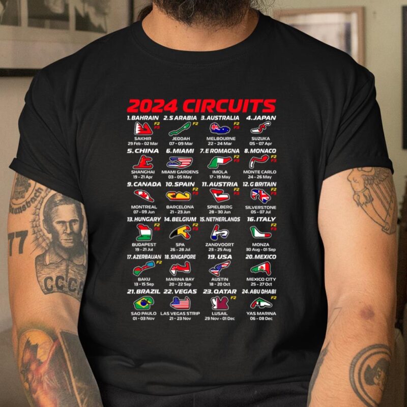 2024 Formula Racing Track Formula Race - World Circuits 2024 Unisex T-Shirt Cotton Tee