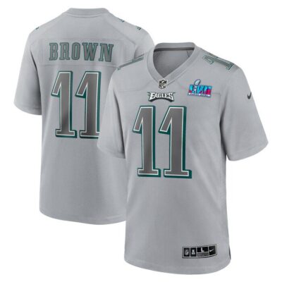 A.J. Brown Philadelphia Eagles Super Bowl LVII Patch Atmosphere Fashion Game Jersey - Gray