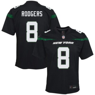 Aaron Rodgers New York Jets Youth Game Jersey - Black