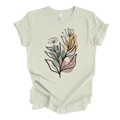 Abstract Flowers Tee Modern Abstract Flowers Flower Outline Design  Unisex Cotton T-Shirt