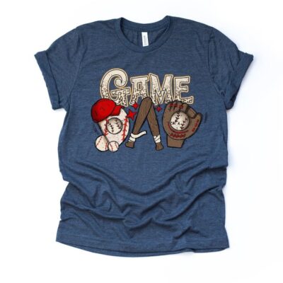 Baseball Fan Tee Baseball Game Day Baseball Glove Bat & Cap Fan Unisex T-Shirt Cotton Tee