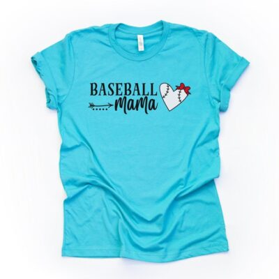 Baseball Mama Super Cute Baseball Mama With Baseball Heart And Bow Unisex T-Shirt Cotton Tee