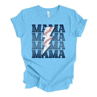 Baseball Mama Tee Super Fun Repeating Mama With Bolt Unisex T-Shirt Cotton Tee