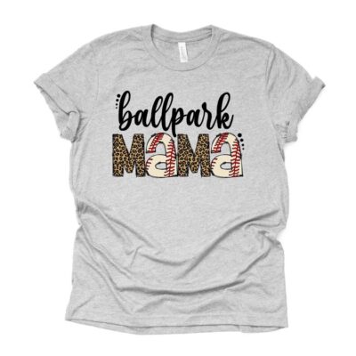 Baseball Mom Ballpark Mama Leopard Baseball Mama Baseball Leopard Unisex T-Shirt Cotton Tee