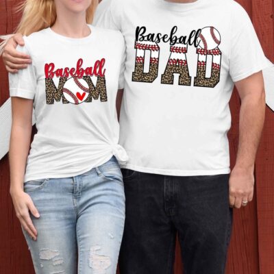 Baseball Mom & Dad Matching Baseball Mom And Dad Baseball Dad Unisex T-Shirt Cotton Tee