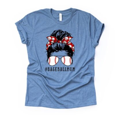 Baseball Mom Messy Bun Baseball Mom With Baseball Sunglasses Print Unisex T-Shirt Cotton Tee