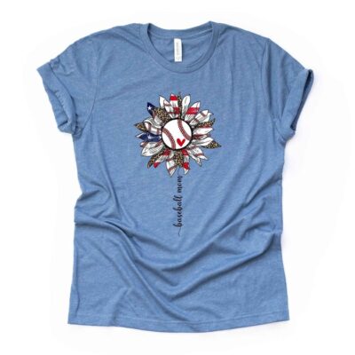 Baseball Mom Super Cute Baseball Sunflower Sunflower With Baseball Unisex T-Shirt Cotton Tee