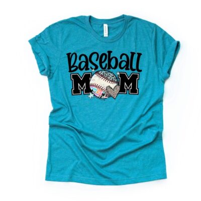 Baseball Mom Tee Fun Baseball Mom Baseball With Leopard Unisex T-Shirt Cotton Tee