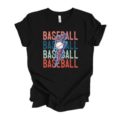 Baseball Mom Tee Super Fun Repeating Baseball With Bolt Unisex T-Shirt Cotton Tee