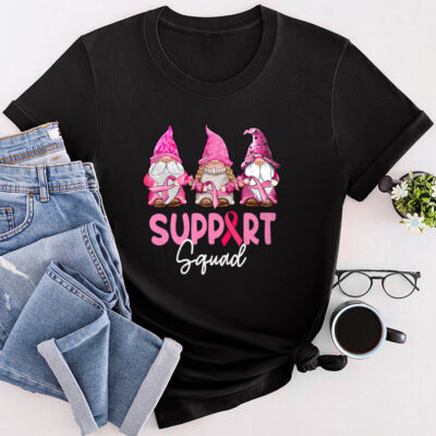 Breast Cancer Awareness Shirt For Women Gnomes Support Squad Unisex T-Shirt Cotton Tee THM1136