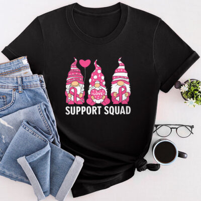 Breast Cancer Awareness Shirt For Women Gnomes Support Squad Unisex T-Shirt Cotton Tee THM1137