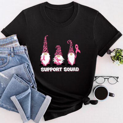 Breast Cancer Awareness Shirt For Women Gnomes Support Squad Unisex T-Shirt Cotton Tee THM1138