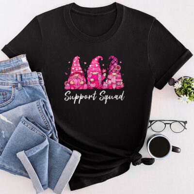 Breast Cancer Awareness Shirt For Women Gnomes Support Squad Unisex T-Shirt Cotton Tee THM1139