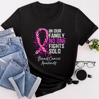 Breast Cancer Support Family Women Breast Cancer Awareness Unisex T-Shirt Cotton Tee THM1074