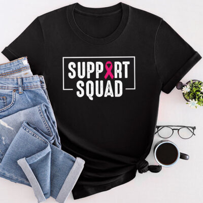 Breast Cancer Warrior Support Squad Breast Cancer Awareness Unisex T-Shirt Cotton Tee THM1191