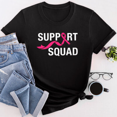 Breast Cancer Warrior Support Squad Breast Cancer Awareness Unisex T-Shirt Cotton Tee THM1192