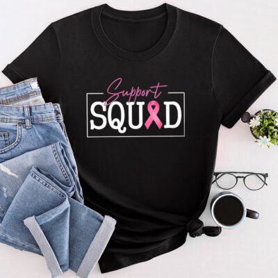 Breast Cancer Warrior Support Squad Breast Cancer Awareness Unisex T-Shirt Cotton Tee THM1195