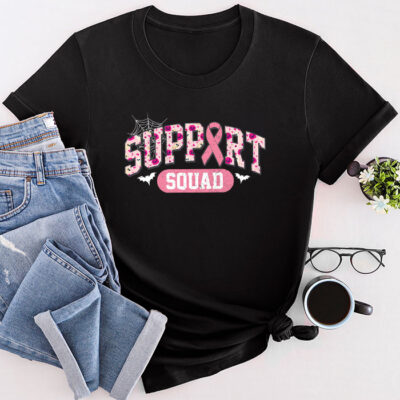 Breast Cancer Warrior Support Squad Breast Cancer Awareness Unisex T-Shirt Cotton Tee THM1196