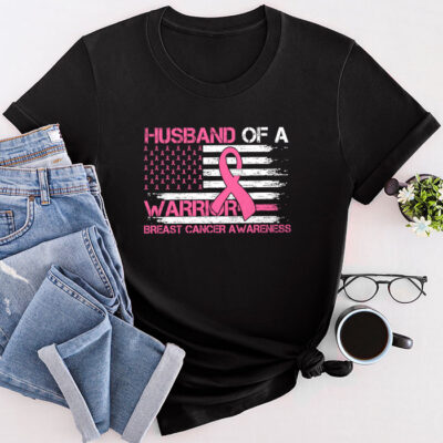 Husband Of A Warrior Breast Cancer Awareness Support Squad Unisex T-Shirt Cotton Tee THM1152