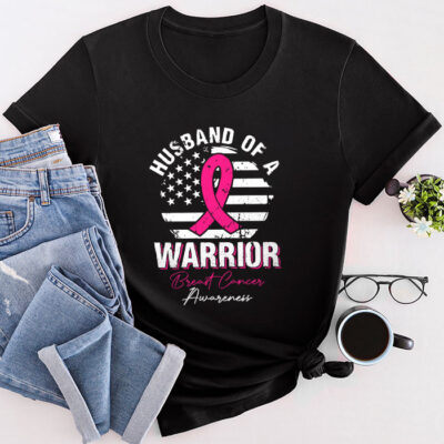 Husband Of A Warrior Breast Cancer Awareness Support Squad Unisex T-Shirt Cotton Tee THM1153