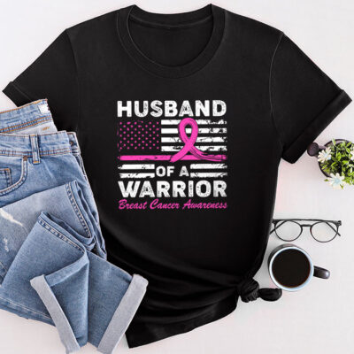 Husband Of A Warrior Breast Cancer Awareness Support Squad Unisex T-Shirt Cotton Tee THM1154