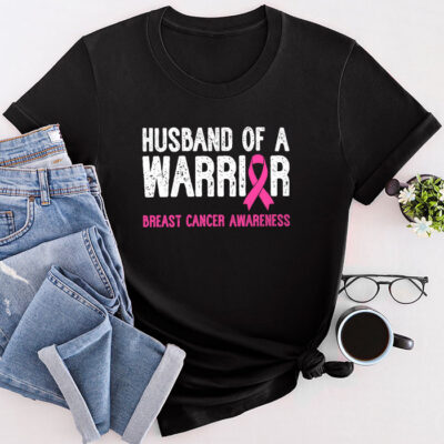 Husband Of A Warrior Breast Cancer Awareness Support Squad Unisex T-Shirt Cotton Tee THM1155