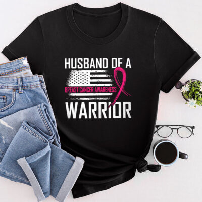 Husband Of A Warrior Breast Cancer Awareness Support Squad Unisex T-Shirt Cotton Tee THM1156