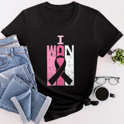 I Won Breast Cancer Awareness Support Pink Ribbon Survivor Unisex T-Shirt Cotton Tee THM1027