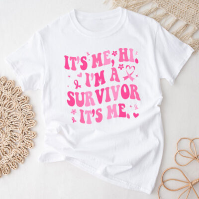 It'S Me Hi I'M Survivor Breast Cancer Awareness Pink Ribbon Unisex T-Shirt Cotton Tee THM1014