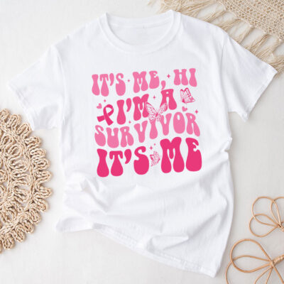 It'S Me Hi I'M Survivor Breast Cancer Awareness Pink Ribbon Unisex T-Shirt Cotton Tee THM1016