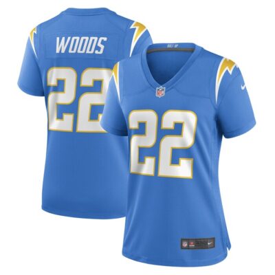 JT Woods Los Angeles Chargers Women Game Player Jersey - Powder Blue