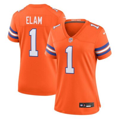 Jason Elam Denver Broncos Women Mile High Collection 1977 Throwback Retired Player Game Jersey - Orange