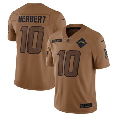 Justin Herbert Los Angeles Chargers 2023 Salute To Service Limited Jersey - Brown