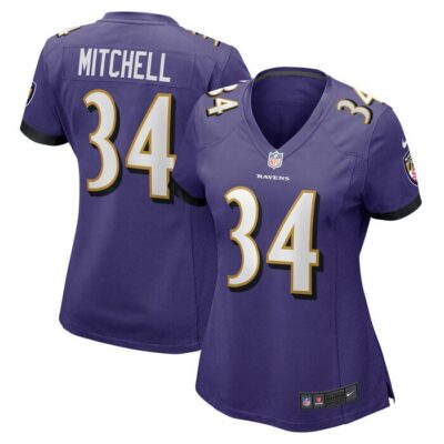 Keaton Mitchell Baltimore Ravens Women Game Jersey - Purple