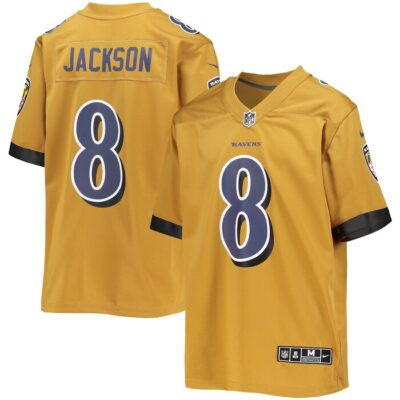 Lamar Jackson Baltimore Ravens Youth Inverted Team Game Jersey - Gold