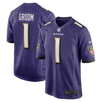 Number 1 Groom Baltimore Ravens Game Jersey - Purple