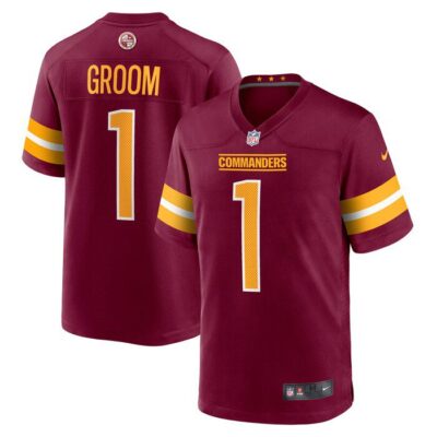 Number 1 Groom Washington Commanders Game Jersey - Burgundy